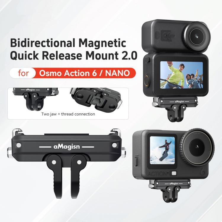 For DJI Osmo Action 6/Nano aMagisn Bidirectional Magnetic Quick Release Adapter  2.0 - Black