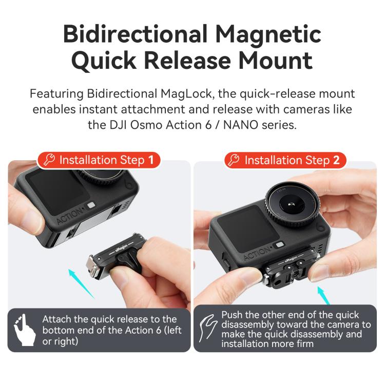 For DJI Osmo Action 6/Nano aMagisn Bidirectional Magnetic Quick Release Adapter  2.0 - Black