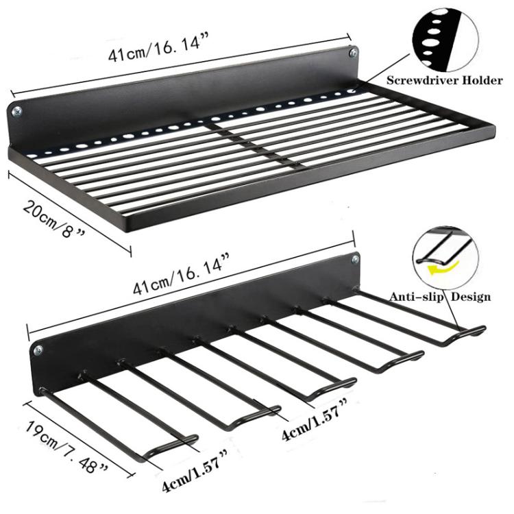 Drill Screwdriver Tool Storage Rack Wall-Mounted Tool Storage Shelf, Spec: Double