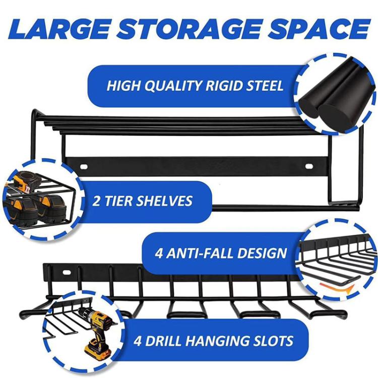 Drill Screwdriver Tool Storage Rack Wall-Mounted Tool Storage Shelf, Spec: Double