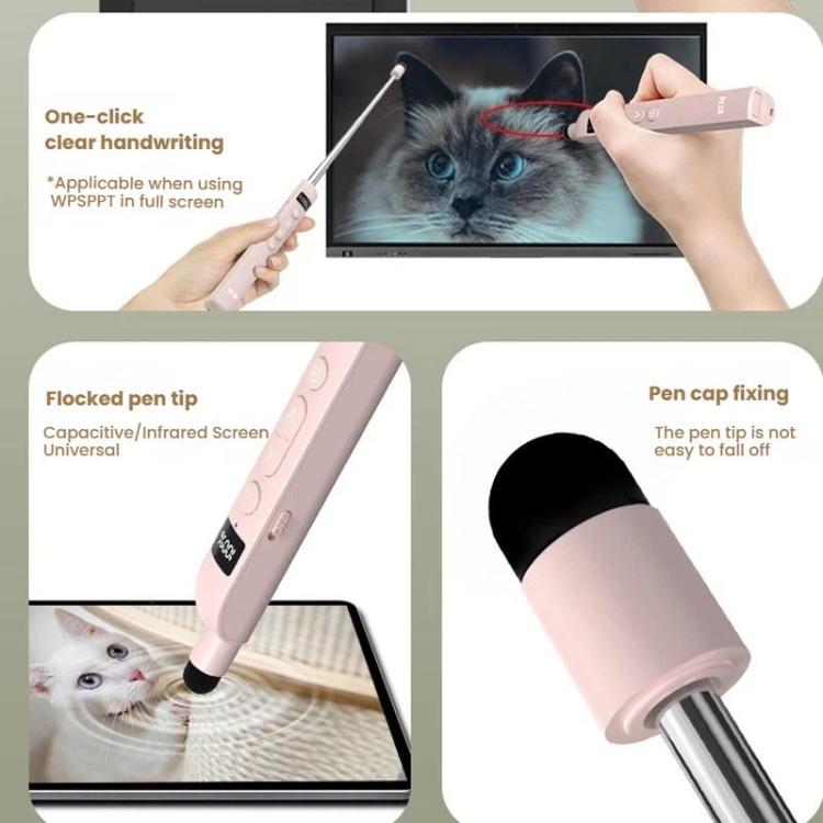OUBAI T10S Presentation Pointer With Magnifier & Air Mouse, Red Laser, Screen Writing, Timer, Plug & Play - Pink