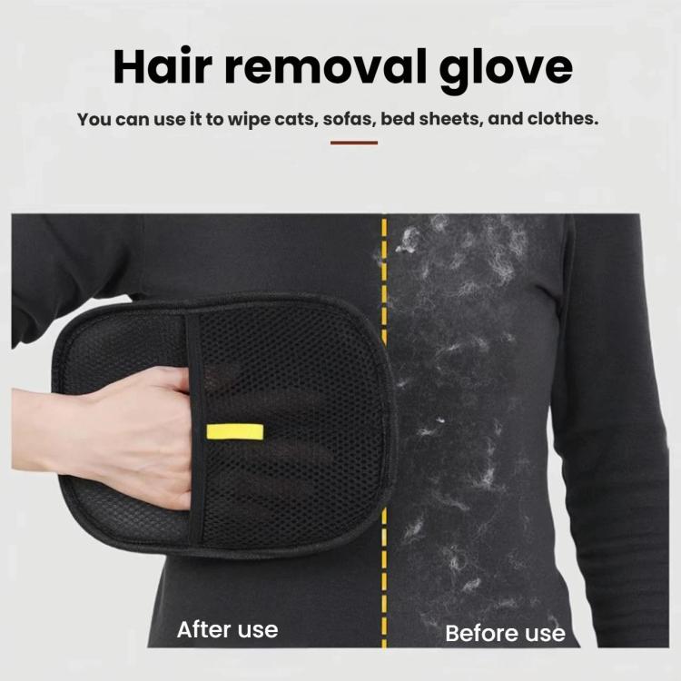 Static Electricity Pet Hair Remover Gloves Two-Way Grooming & Deshedding Gloves For Cats/Dogs - Black