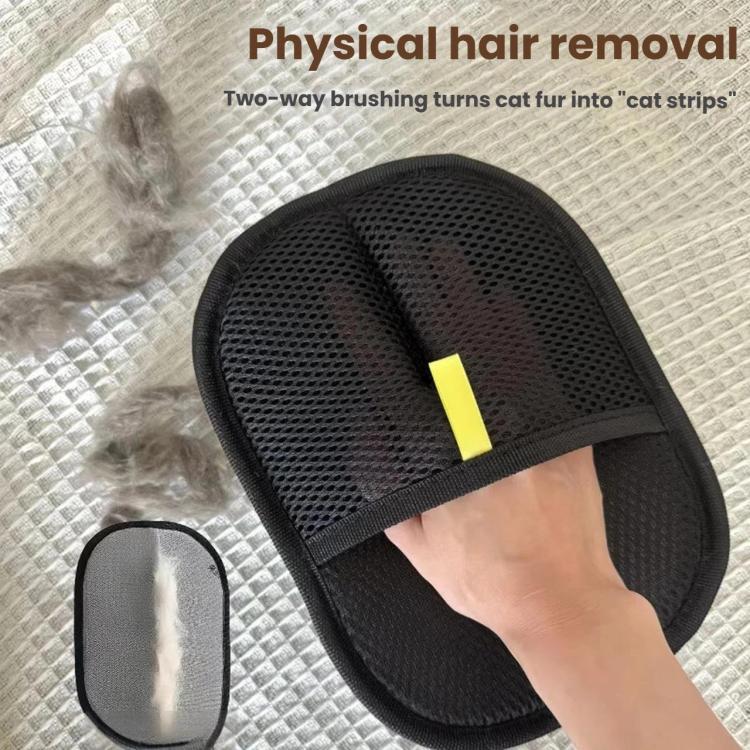 Static Electricity Pet Hair Remover Gloves Two-Way Grooming & Deshedding Gloves For Cats/Dogs - Black