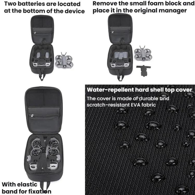 For DJI Neo 2 BKano Outdoor Portable Hard Shell Smooth Fly Kit Organizer Bag Mini Chest Bag - Black