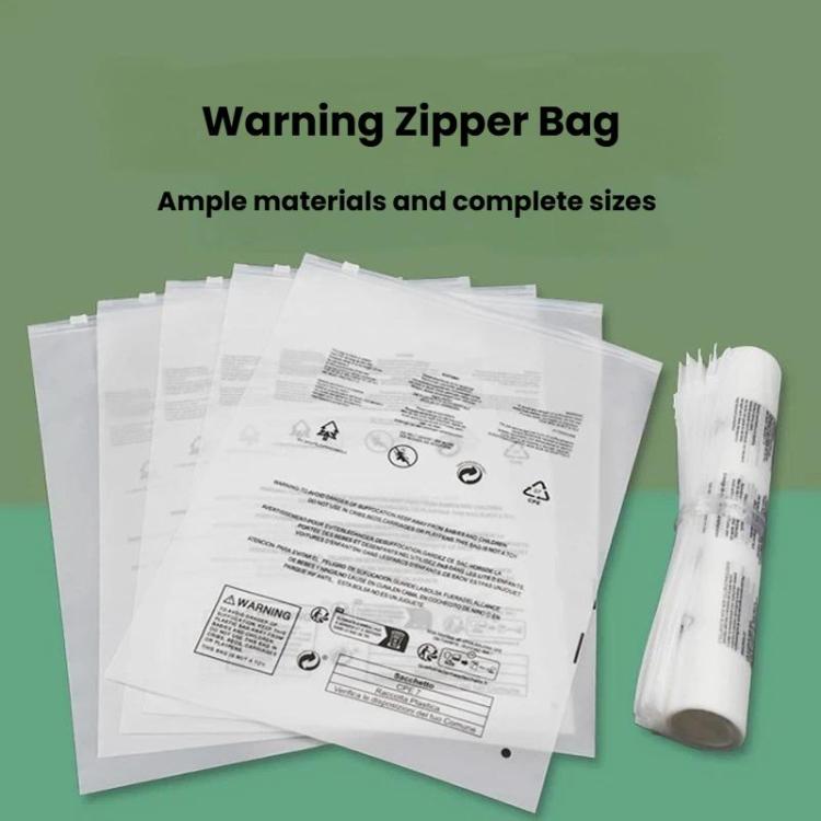 100pcs Warning Label Zipper Bag Clothing Sock Packaging Bag, Spec: Sandblasted 15 x 20cm