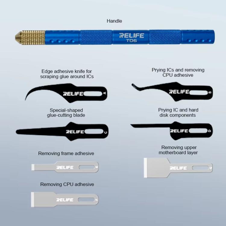 RELIFE TK5 8 In 1 Multi-functional Mobile Phone Repair Blade Set Pry IC Chip CPU Layers Scrape Edge Rubber Degumming Tool