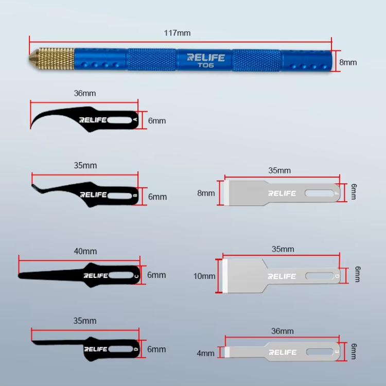 RELIFE TK5 8 In 1 Multi-functional Mobile Phone Repair Blade Set Pry IC Chip CPU Layers Scrape Edge Rubber Degumming Tool
