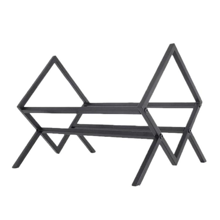 Desktop Iron Bookcase Vinyl Record Magazine Storage Rack - Black
