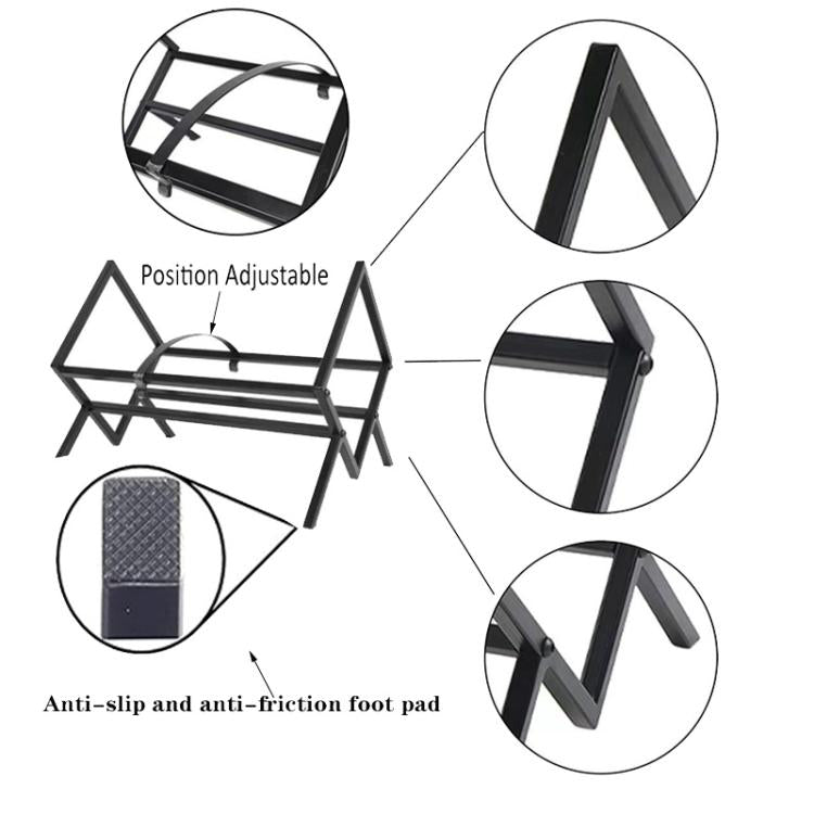 Desktop Iron Bookcase Vinyl Record Magazine Storage Rack - Black