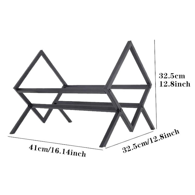 Desktop Iron Bookcase Vinyl Record Magazine Storage Rack - Black