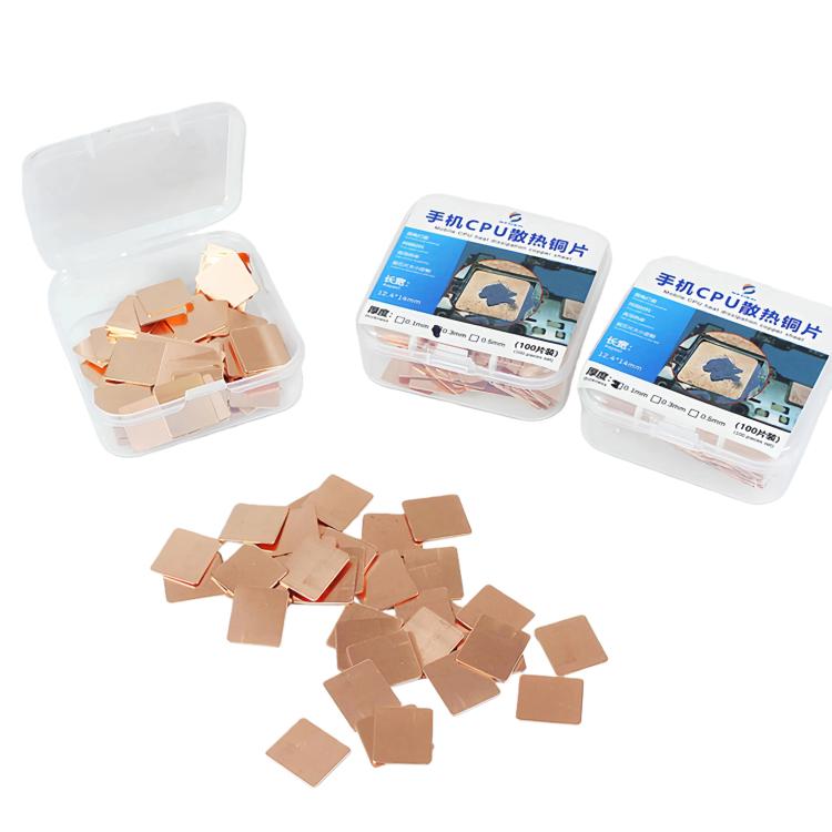 100pcs Red Copper Thermal Cooling Pads For Android Phone CPU High Conductivity Copper Sheets, Thickness: 0.3mm