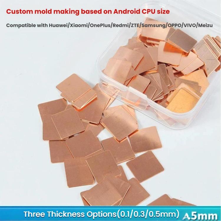 100pcs Red Copper Thermal Cooling Pads For Android Phone CPU High Conductivity Copper Sheets, Thickness: 0.5mm