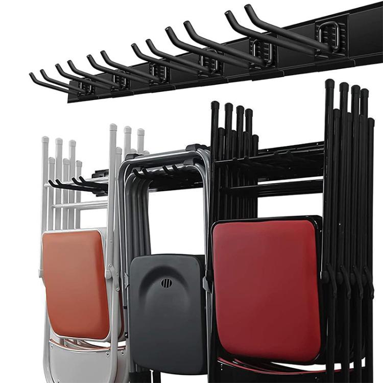 9pcs Wall Mounted Metal Slatwall Hooks Garden Tool Detachable Hanger - Black