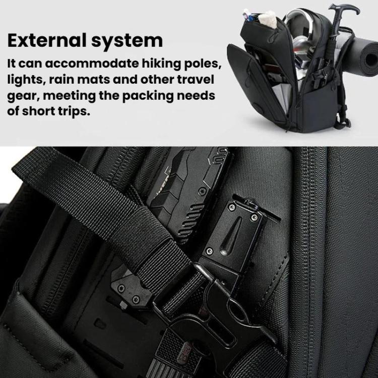 BANGE FW-225 Large-Capacity Water-Repellent Travel Backpack Outdoor Lightweight Shock-Absorbing Backpack - Black