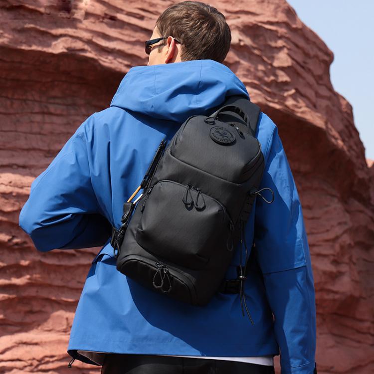 BANGE FW228 Men Large-Capacity Casual Chest Bag Multifunctional Sports Crossbody Sling Bag - Black