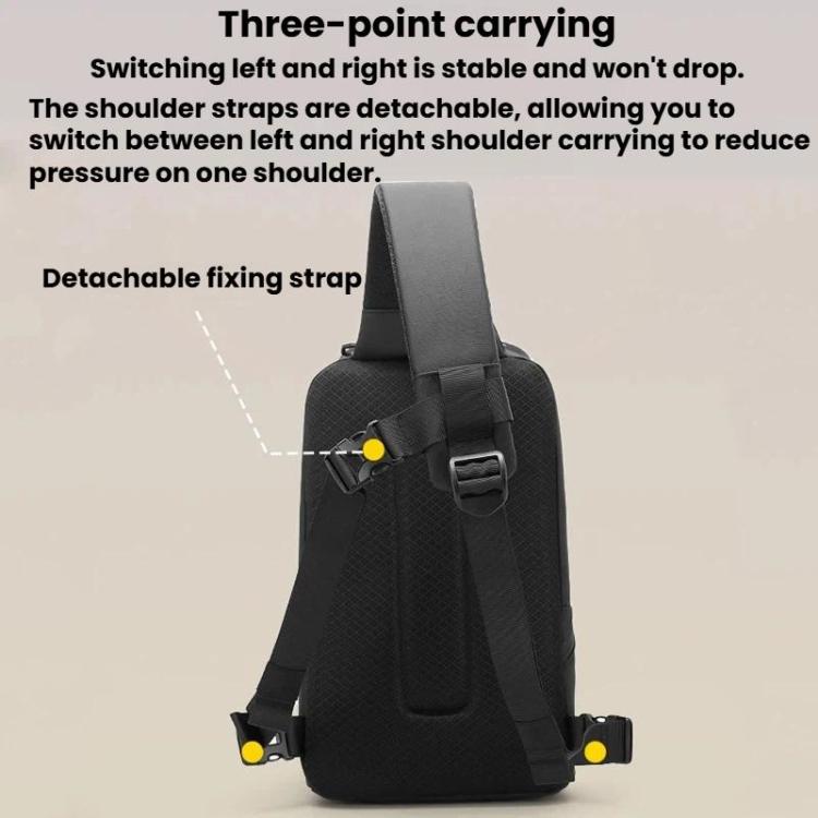 BANGE FW228 Men Large-Capacity Casual Chest Bag Multifunctional Sports Crossbody Sling Bag - Black