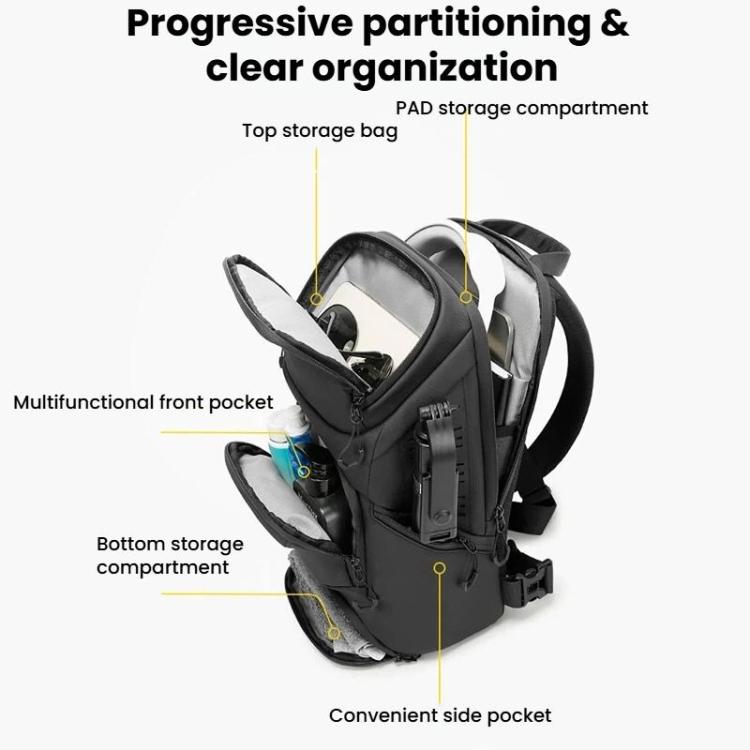 BANGE FW228 Men Large-Capacity Casual Chest Bag Multifunctional Sports Crossbody Sling Bag - Black