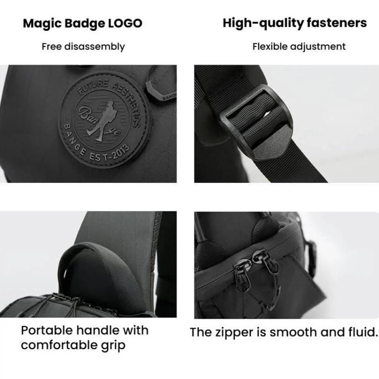 BANGE FW228 Men Large-Capacity Casual Chest Bag Multifunctional Sports Crossbody Sling Bag - Black