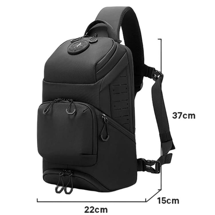 BANGE FW228 Men Large-Capacity Casual Chest Bag Multifunctional Sports Crossbody Sling Bag - Black