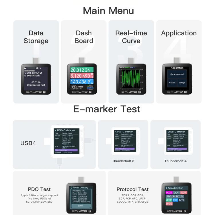 POWER-Z KM003C USB-C Fast Charging Tester PD3.1 & Protocol Analyzer - Black