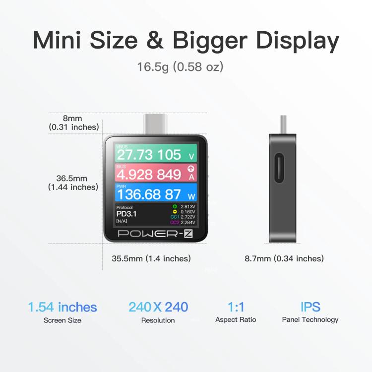 POWER-Z KM003C USB-C Fast Charging Tester PD3.1 & Protocol Analyzer - Black