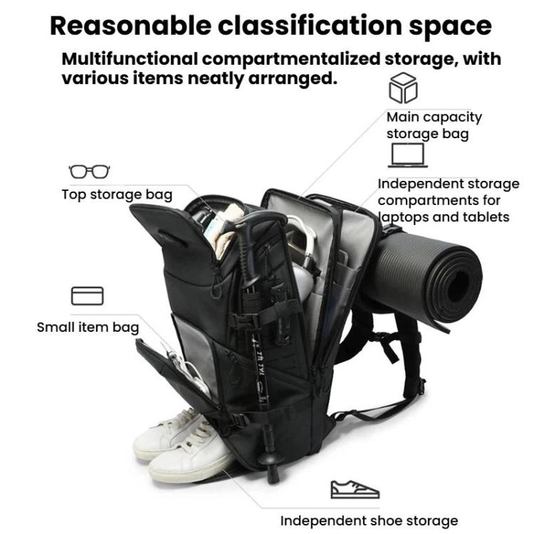 BANGE FW-229 Large-Capacity Outdoor Hiking Backpack Water-Repellent Multifunctional Sports Men Bag - Black