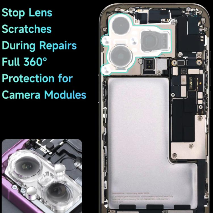 ycs Magnetic Camera Lens Cover for iPhone Dual/Triple Lens Soldering Repair Shield Cover - Clear