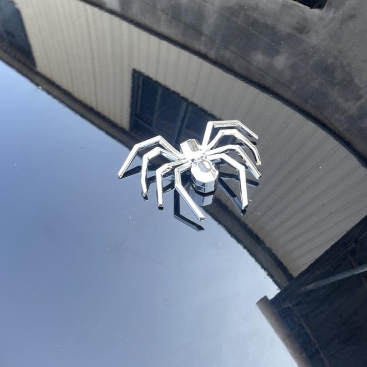 2pcs General Car Metallic Spider Emblem 3D Car Decorative Sticker - Silver