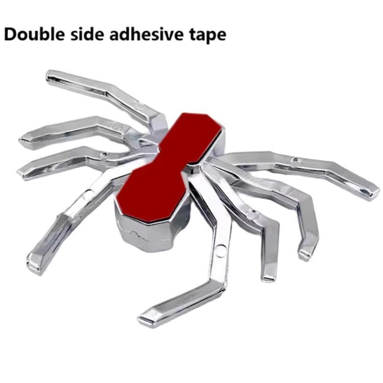 2pcs General Car Metallic Spider Emblem 3D Car Decorative Sticker - Silver