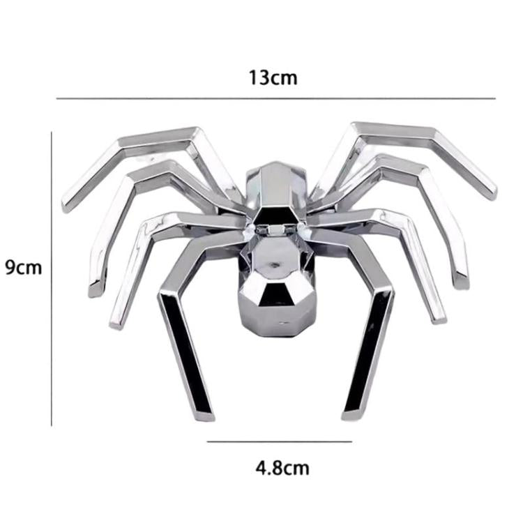 2pcs General Car Metallic Spider Emblem 3D Car Decorative Sticker - Silver
