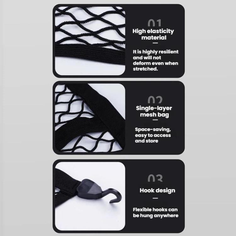 Single-Layer Storage Securing Netting For Pickup Truck Trunks - Black