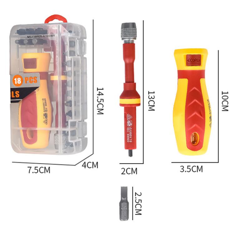18pcs /Set Multi-Purpose Telescopic Screwdriver Tester Bit Combination - M18