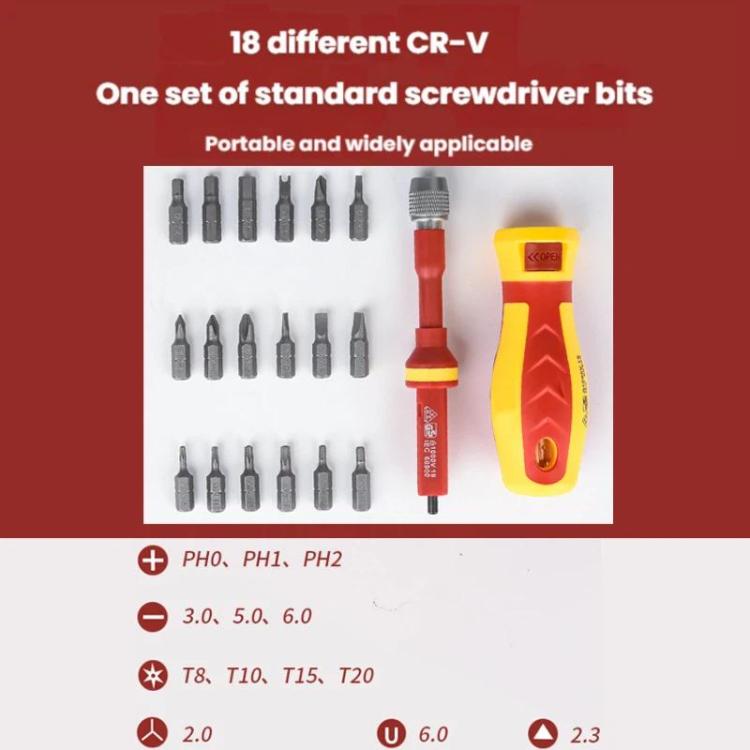 18pcs /Set Multi-Purpose Telescopic Screwdriver Tester Bit Combination - M18