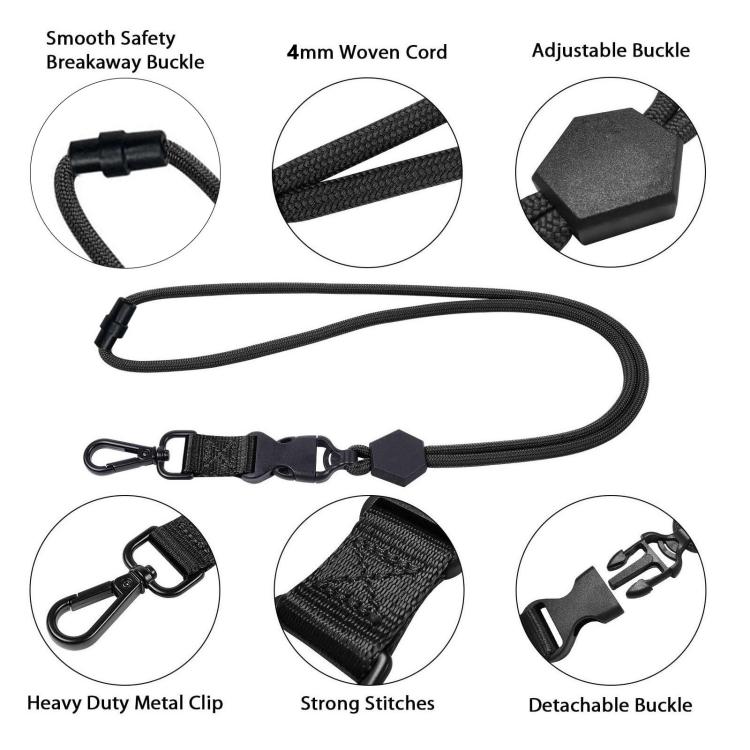 Adjustable Detachable Safety Buckle Metal Hook Mobile Phones ID Cards Lanyard