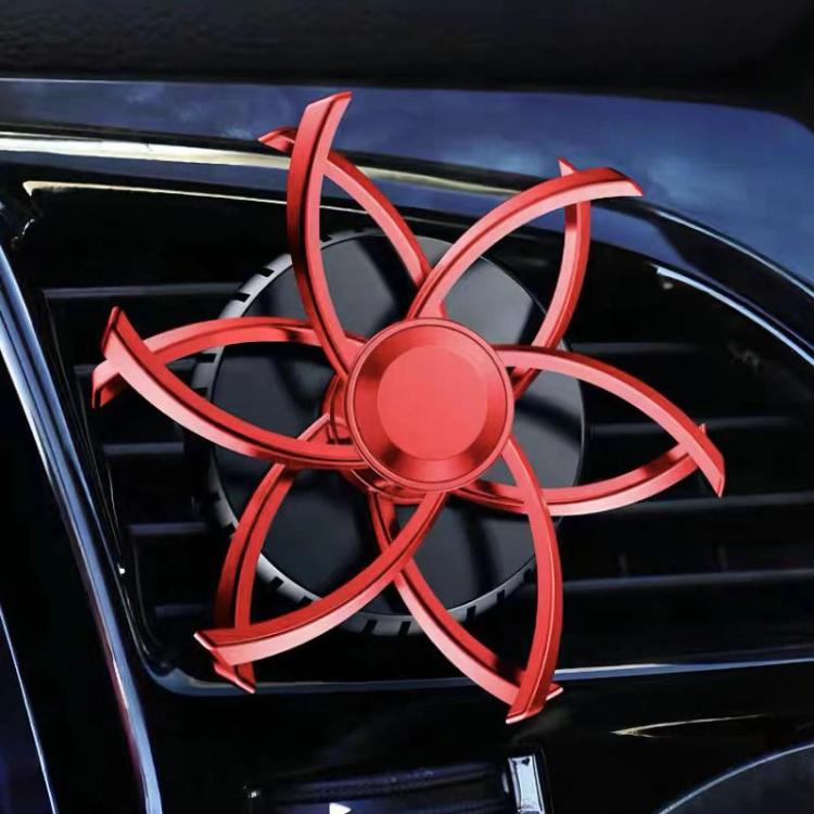 Car Air Vent Ornament With Fragrance Pads Rotating Snowflake Spider Automotive Decoration, Style: Snowflake Red