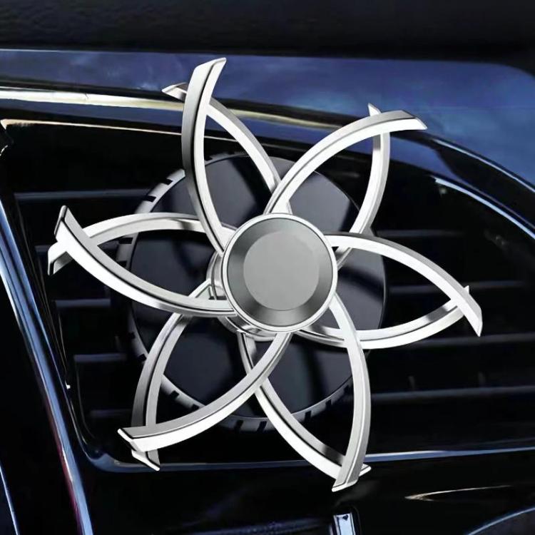 Car Air Vent Ornament With Fragrance Pads Rotating Snowflake Spider Automotive Decoration, Style: Snowflake Sliver