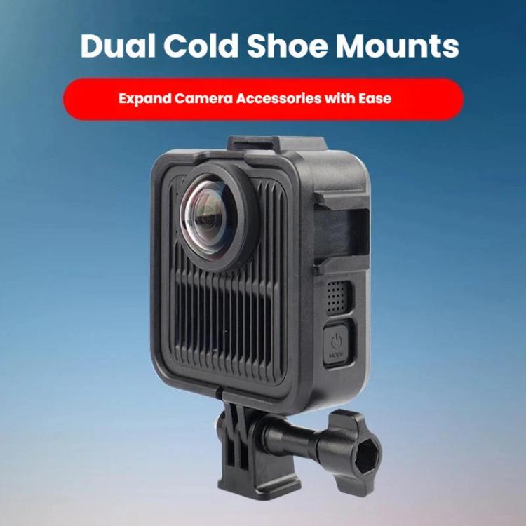 For GoPro MAX2 Plastic Frame Side-Open Protective Cage with Dual Cold Shoe Mounts