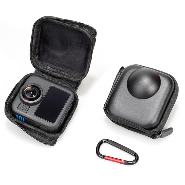 For GoPro MAX2 Compact Hard Shell Carrying Case Protective Storage Bag With Carabiner Clip - Black