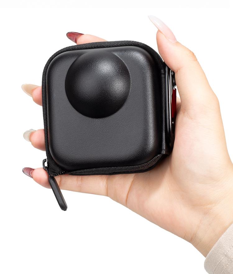 For GoPro MAX2 Compact Hard Shell Carrying Case Protective Storage Bag With Carabiner Clip - Black