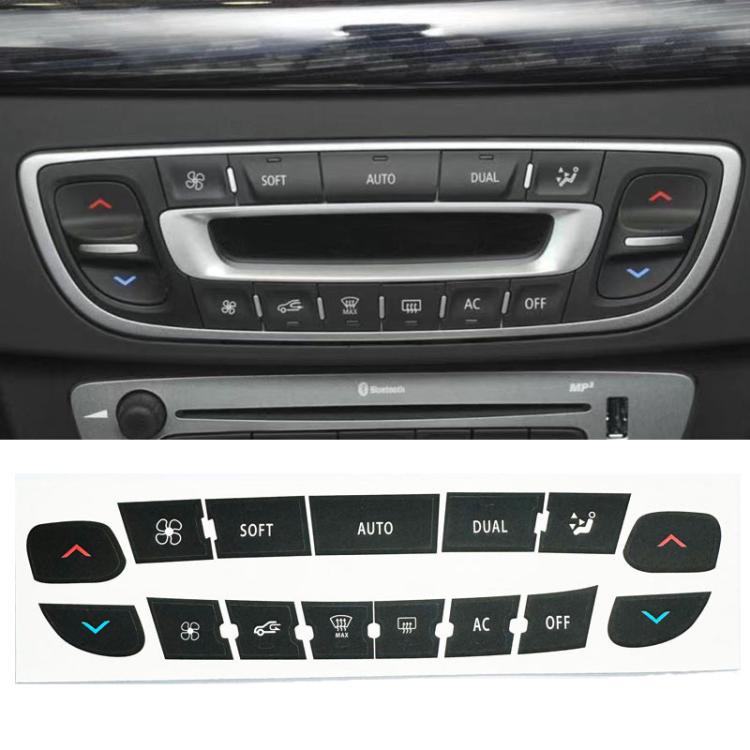 For Renault Megane / Master / Scenic 10pcs Air Conditioning Control Panel Button Repair Stickers - Black