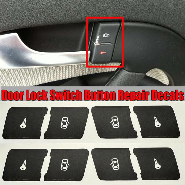 For Audi A3L 10pcs Matte Car Door Lock Control Switch Repair Stickers - Black