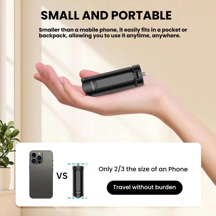 LKTOP Mini Desktop Tripod With 1/4-Inch Thread For Action Cameras And Smartphones - Black