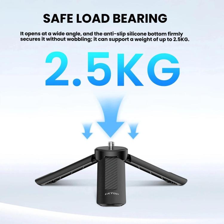 LKTOP Mini Desktop Tripod With 1/4-Inch Thread For Action Cameras And Smartphones - Black