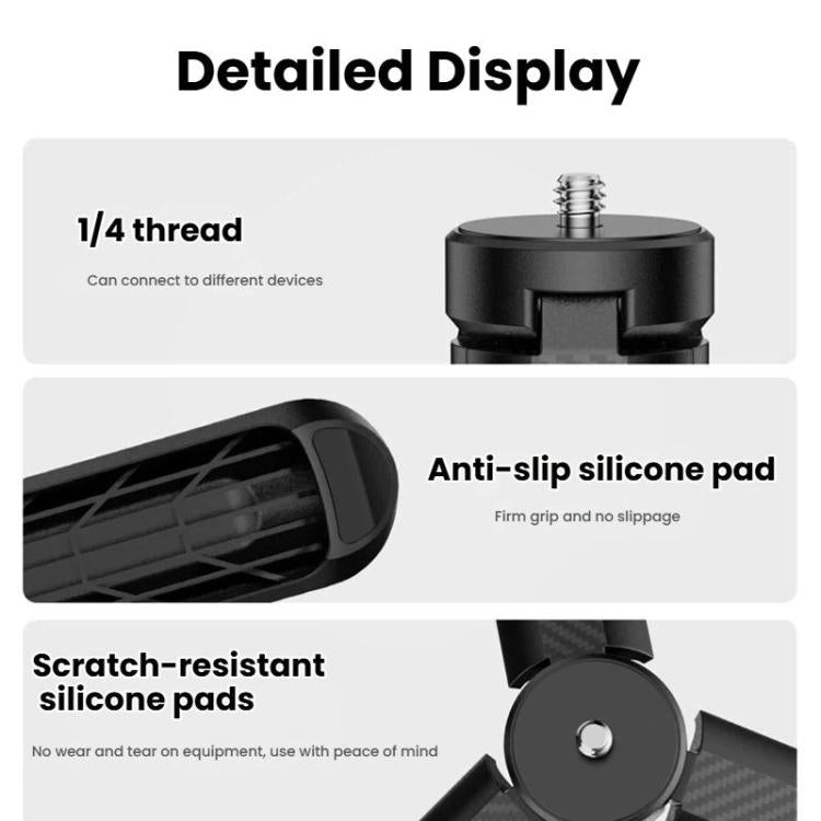 LKTOP Mini Desktop Tripod With 1/4-Inch Thread For Action Cameras And Smartphones - Black