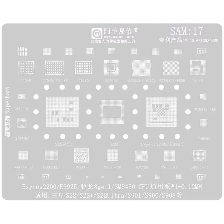 AMAOE For Samsung BGA Reballing Stencil Soldering Repair Tool, Model: SAM17 S22/S22 Ultra