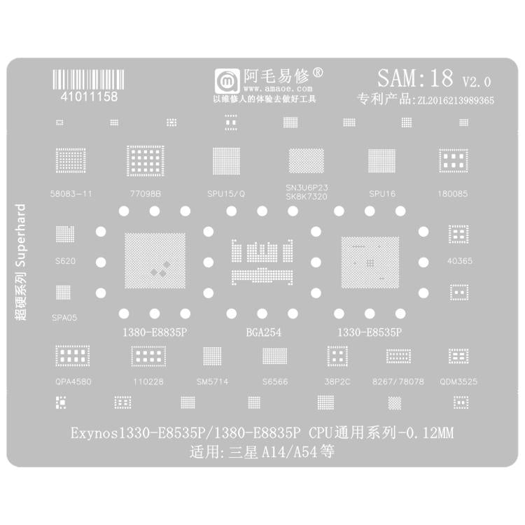 AMAOE For Samsung BGA Reballing Stencil Soldering Repair Tool, Model: SAM18 A14/A54
