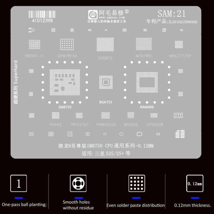 AMAOE For Samsung BGA Reballing Stencil Soldering Repair Tool, Model: SAM19 S23/S24