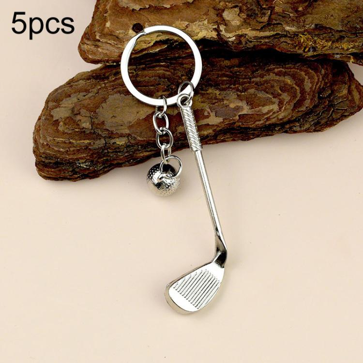 A-073 5pcs Creative Golf Ball Keychain Unisex Metal Key Ring Gift Souvenir