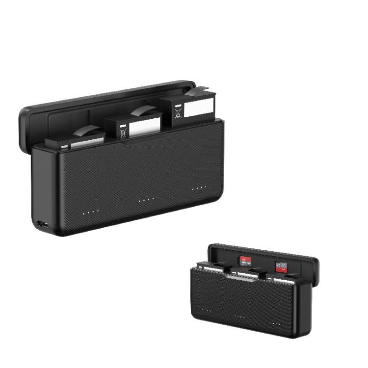 TELESIN Fast Charging Case For DJI Osmo Action 6 / 360 / 5 Pro 3-Slot Battery Storage Box - Black