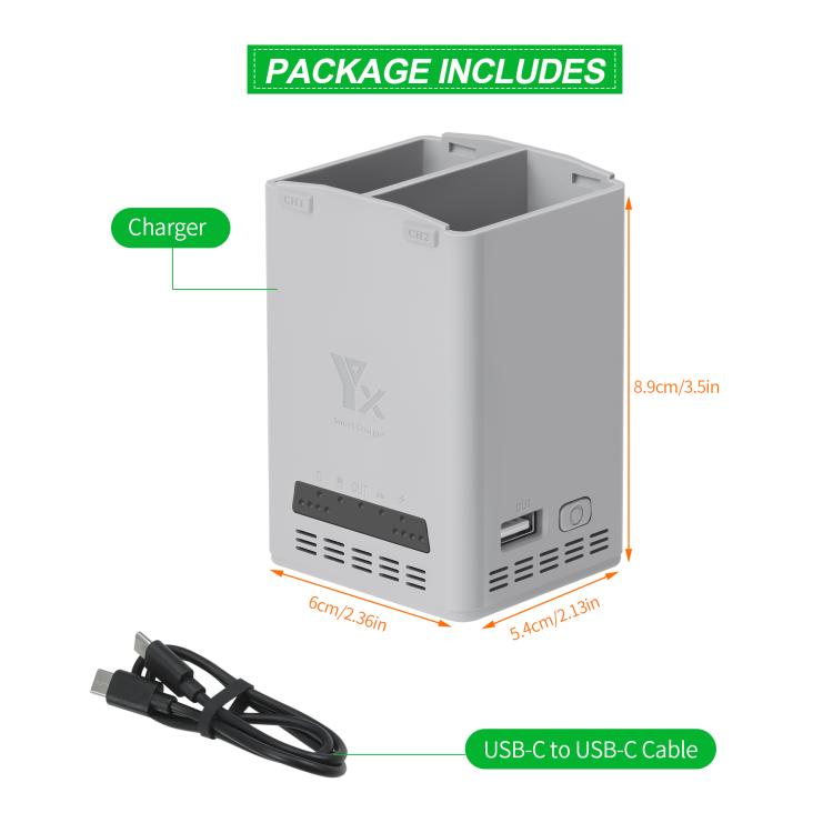 YX 65W Battery Charger For DJI Mini 5 Pro/Mini 4 Pro/Mini 3 Pro/Mini 3 Dual-Channel Charging Station
